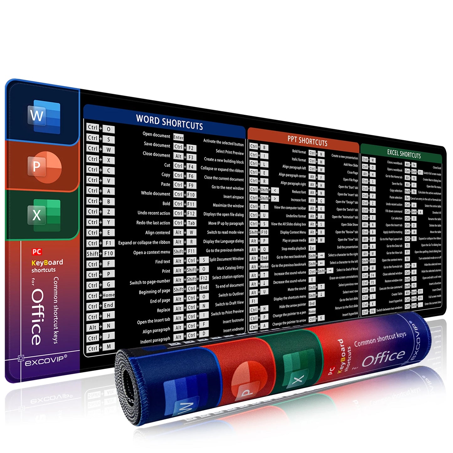 Office Shortcuts Desk Mat Large Extended Big Keyboard Mousepad