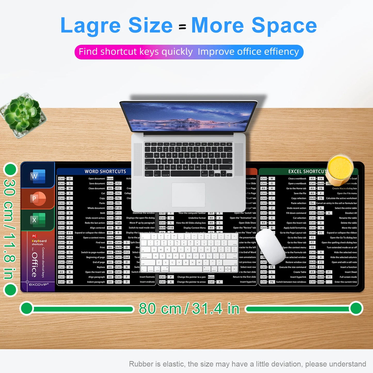 Office Shortcuts Desk Mat Large Extended Big Keyboard Mousepad